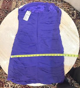 mango Purple One-Shoulder Ruched Mini Dress