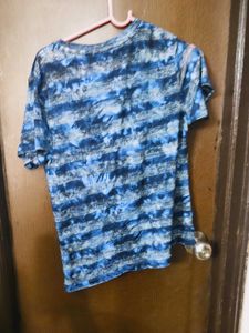 Blue Tie-Dye Striped T-Shirt