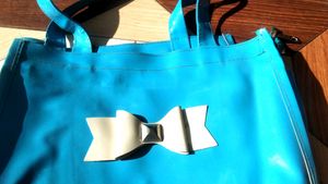 Bright Blue Tote Bag with Bow Detail