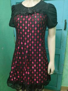 Elegant Black and Red Lace Top