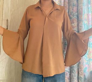 Brown Bell Sleeve Top