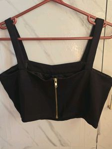 Black Sleeveless Corset Crop Top