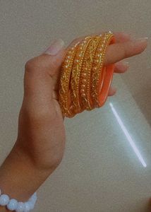 Designer Pearl &amp; Gold Bangles Set