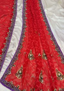 Embroidered Red Saree