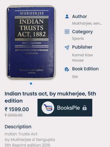 Indian Trusts Act, 1882, 5th Edition; Mukherjee