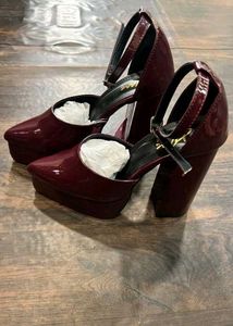 Burgundy Marry Platform Heels