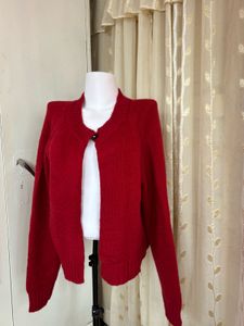 Chic Red Knit Cardigan