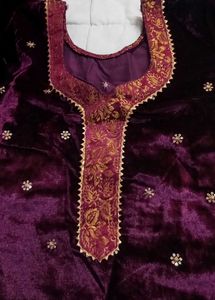 Velvet zari work suit