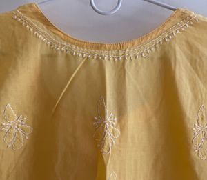 Yellow Embroidered Tunic Top