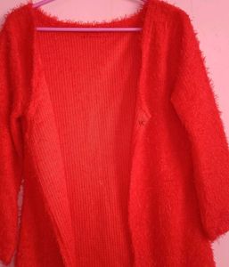 Red Soft Fur Shrug
