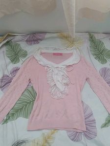Pink Pinteresty Sweater with Ruffles