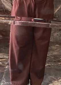 Brown Wide Leg Pleated Pants