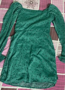 STREET 9 GREEN PRINTED CHIFFON BODYCON DRESS