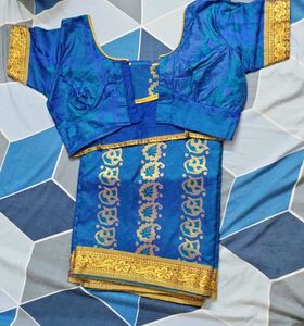 Royal Blue Saree with Gold Border