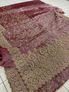 Exquisite Embroidered Silk Saree with stitched blo