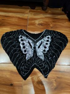 Sparkling Butterfly Embellished Black Blouse