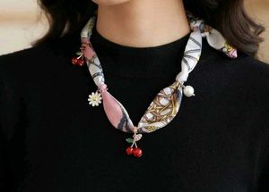 Cute Scarf Necklace with Charms