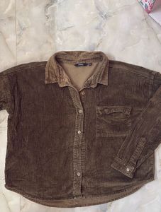 Brown Corduroy Button-Up Shirt