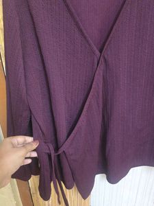 Burgundy Wrap Long Sleeve Top