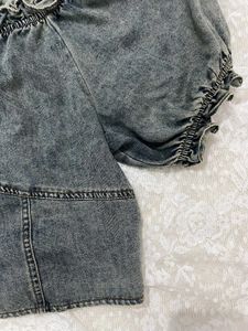 Denim Off-Shoulder Puff Sleeve Top