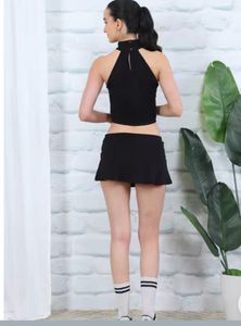 Shein Black Halter Neck Crop Top &amp; Skirt Set