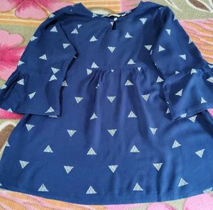 Stylish Navy Blue Triangle Print Dress