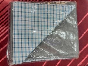 Blue &amp; White Checked Dress Material