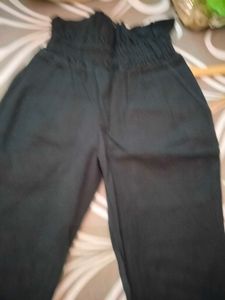 Chic Black Paperbag Waist Pants