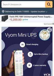 Rouer Ups Upto 4hour Battery Backup