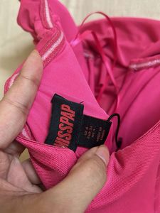 Hot Pink Ruched Off Shoulder Dress