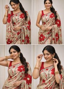 Elegant Floral Print Saree