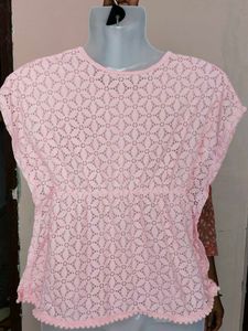 Wonder Nation Pink Crochet Lace Top