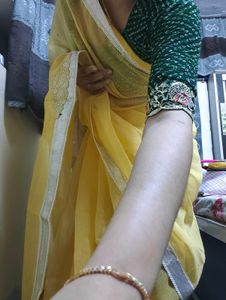 Vibrant Yellow Saree with paisley motifs