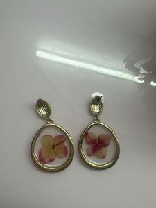 Handmade Dried Flower Resin Drop Earrings