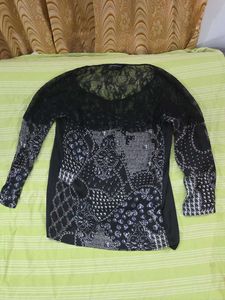 Zara Basic Chic Black Lace Top