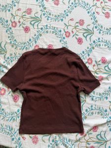 Chic Cut-Out Brown T-Shirt