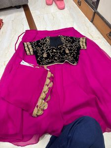 elegant pink lehenga with zardosi dupatta blouse