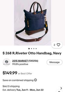 R.Riveter Stylish Blue Canvas Handbag