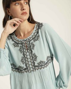 M&S Embroidered Light Blue Tunic