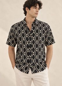 Men's Short Sleeve Geometric Print Shirt