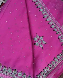 Baby Pink Heavy Embroidered Saree