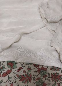 cutwork Elegant White Embroidered saree