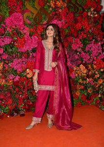 Vibrant Pink mirror work festive Kurta Set