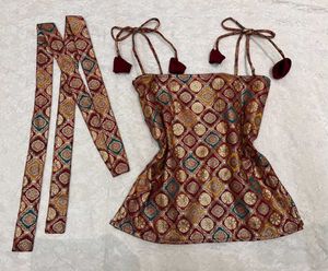 Desi Exquisite Brocade corset top with dupatta
