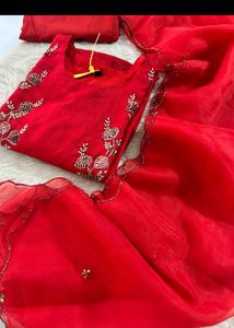 Elegant Red Embroidered Kurta Set