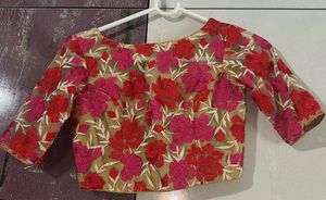 Embroidered Floral blouse (Can fit upto bust 34 ha