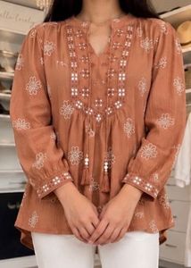 Boho Embroidered Kurta short Top