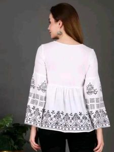 Stylish White Embroidered Top