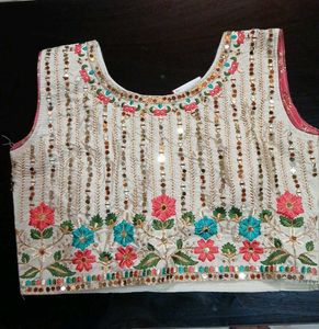 Embroidered Sequin Blouse And lengha