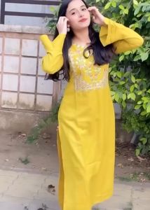 Vibrant Yellow Embroidered Kurta